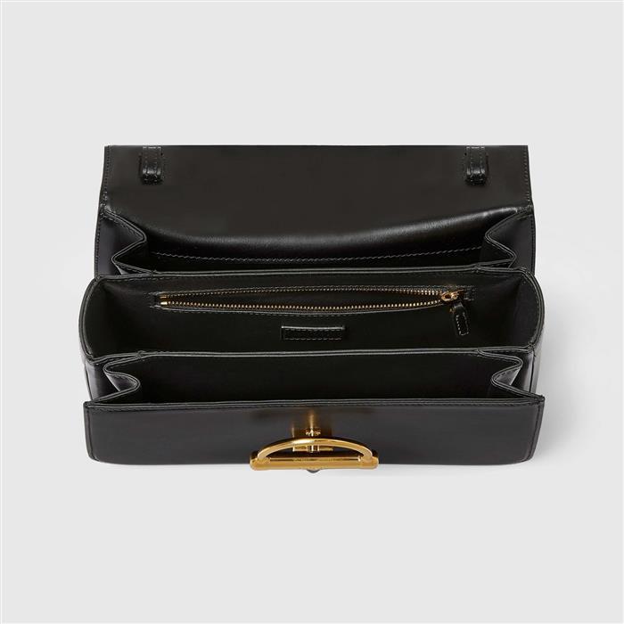 GUCCI Siena Medium Top Handle Shoulder Bag Black Leather