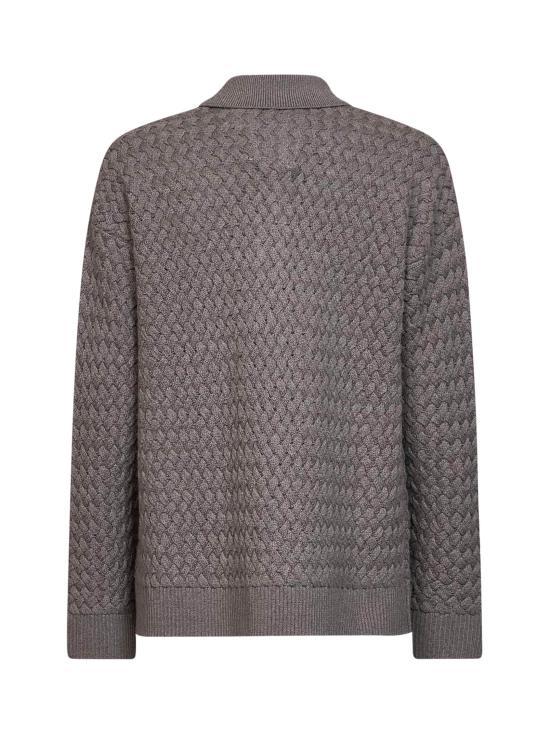Bottega Veneta Gray Knit Polo Shirt for Men