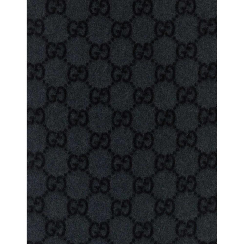 GUCCI GG Cashmere Wool Scarf Gray Unisex