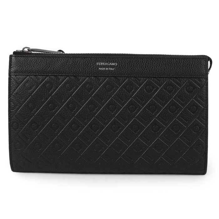 Ferragamo Monogram Leather Pouch Black