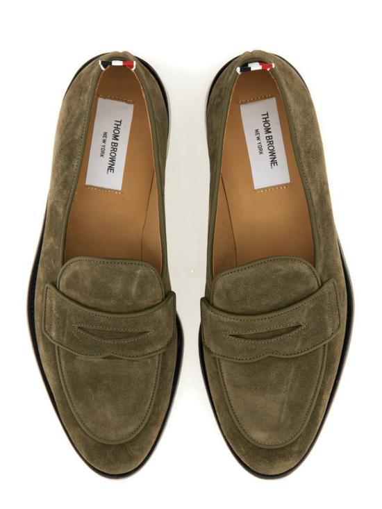 THOM BROWNE Dark Green Leather Loafers