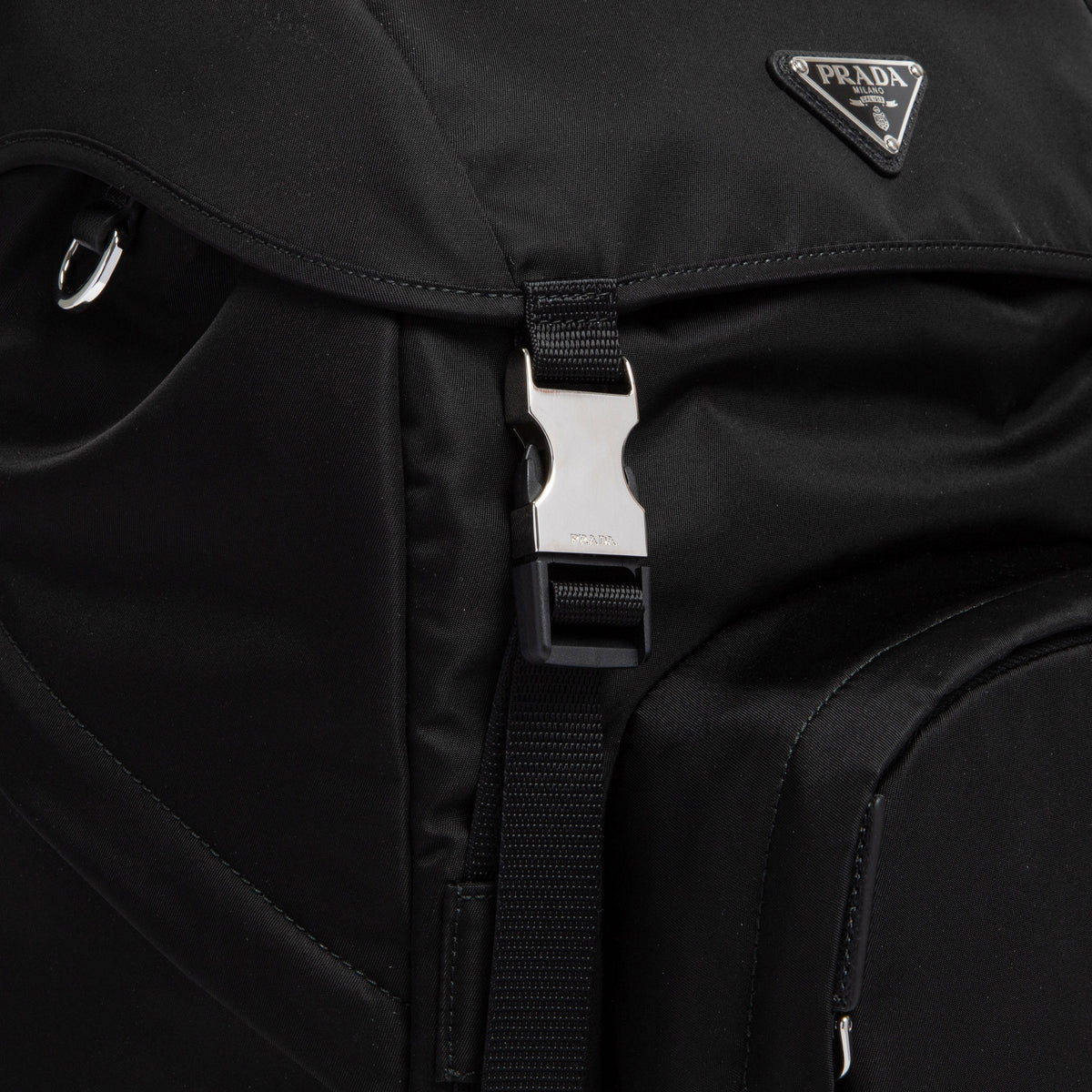 PRADA Black Nylon Leather Backpack