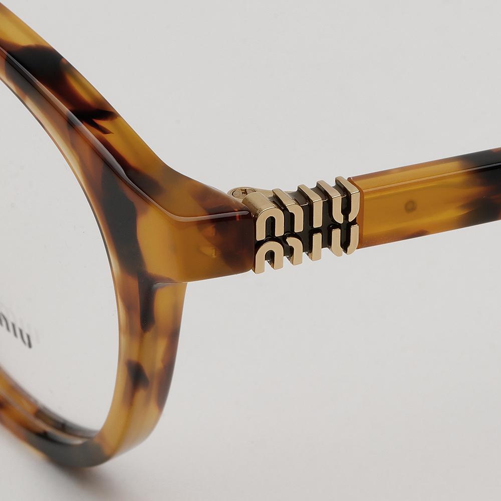 Miu Miu Havana Round Acetate Eyeglass Frames Unisex MU02WVF 19P 1O1