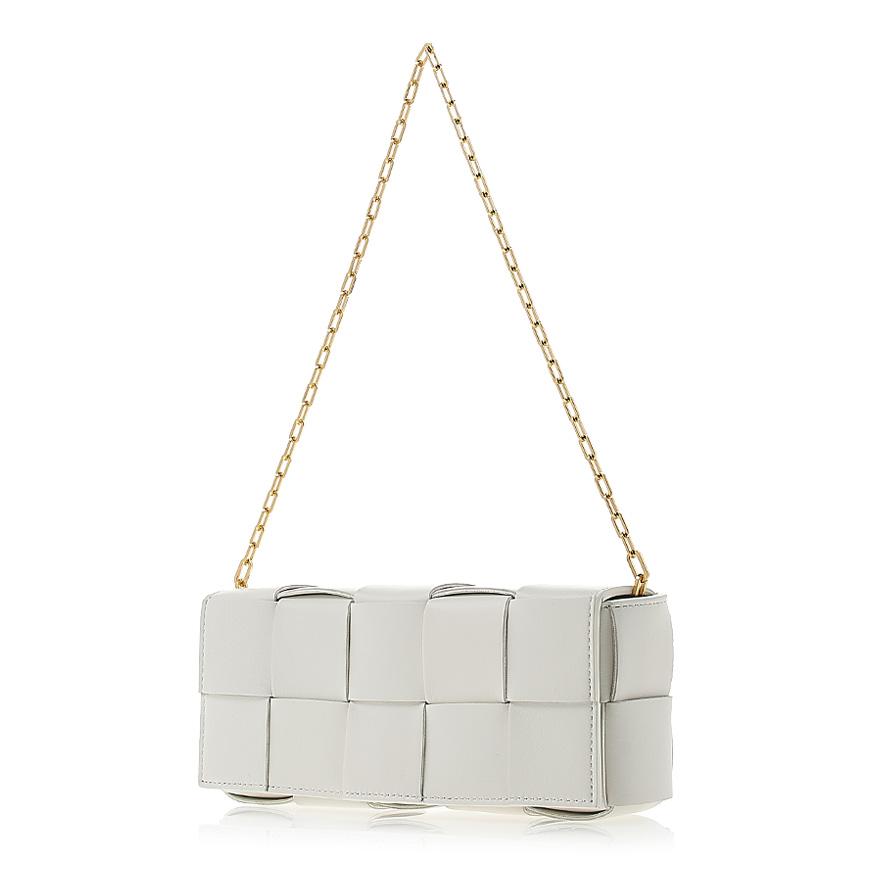 Bottega Veneta Black Leather Chain Baguette Shoulder Bag