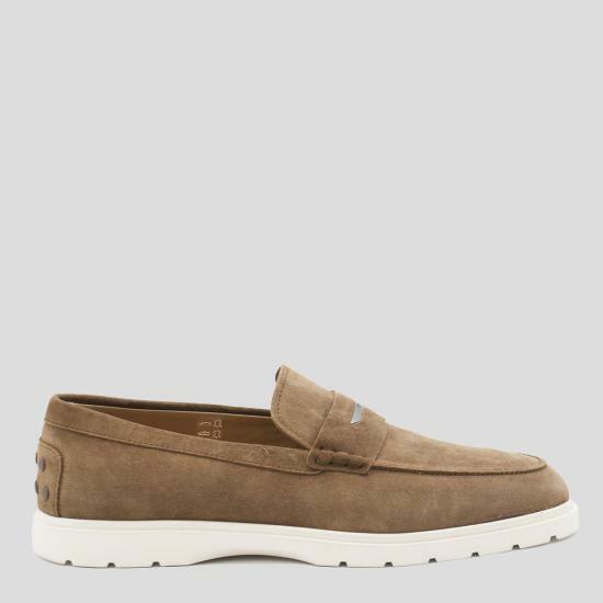 Tods Suede Loafers Men's Brown Slip-On Shoes