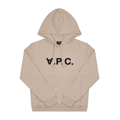 A.P.C. Beige/Dark Navy Velvet Logo Standard Grand Uni M27908 TBI BEIGE DARK NAVY