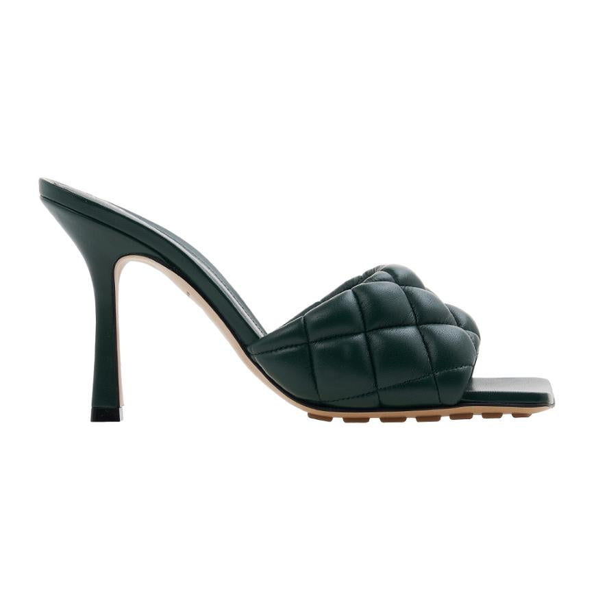 Bottega Veneta Padded Leather Heel Sandals Green Women