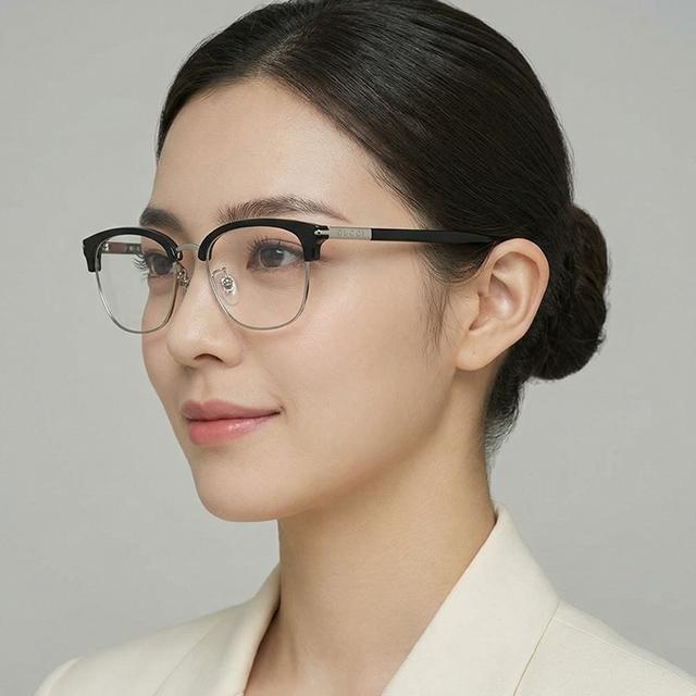 GUCCI Asian Fit Square Browline Eyeglass Frames Unisex Black