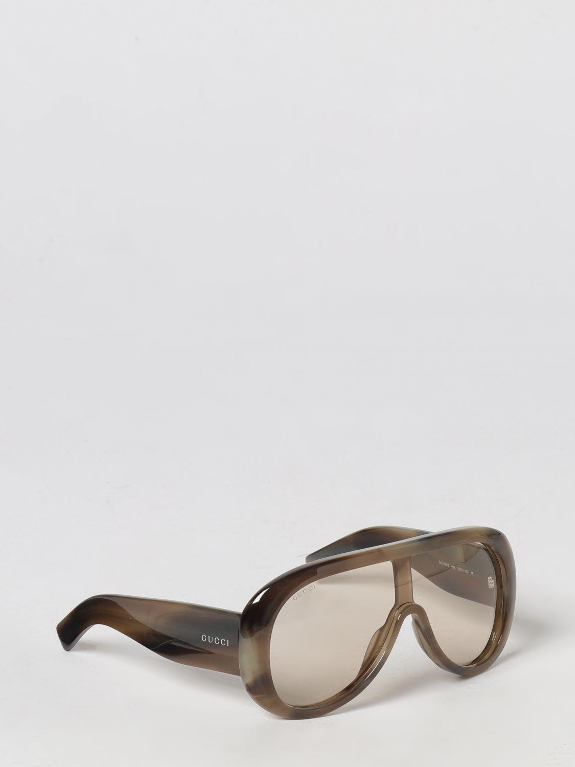 GUCCI Brown Acetate Square Sunglasses