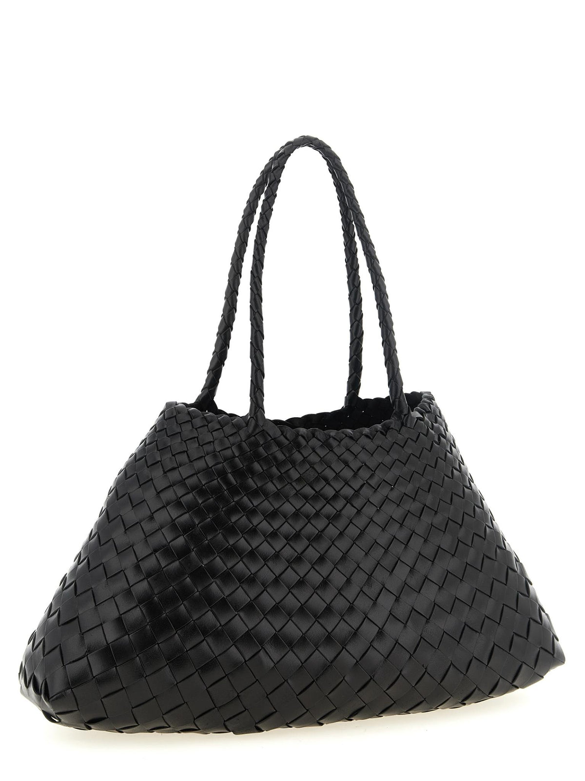 Dragon Diffusion Woven Leather Shoulder Bag Black