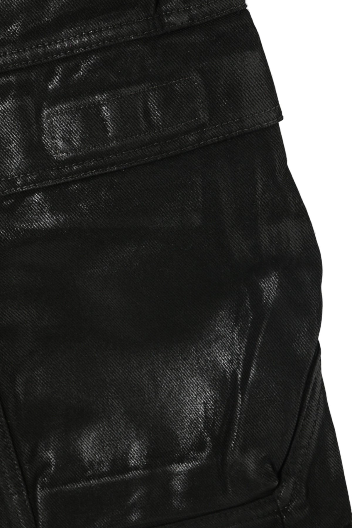 Rick Owens DRKSHDW Black Foil Denim Double Cargo Jeans DU01E3361 DCF 09