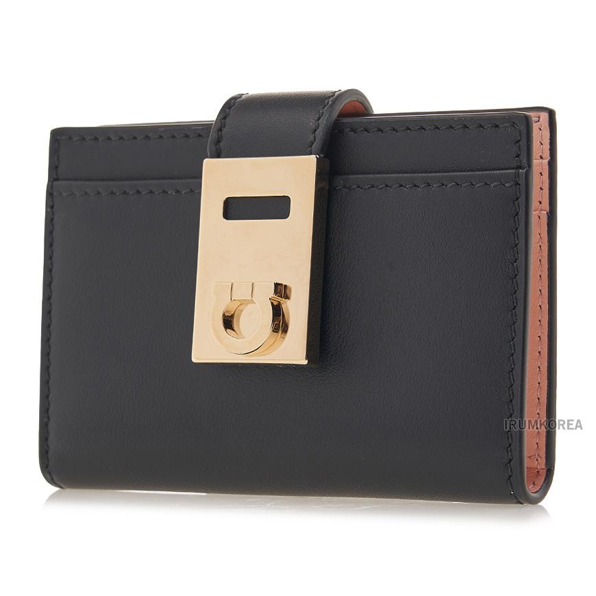 Ferragamo Women’s Hug Card Holder Wallet Black Leather 0770880