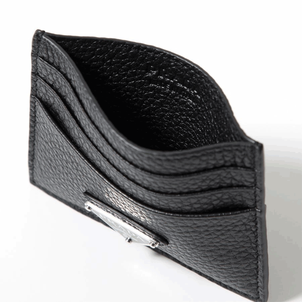 PRADA Triangle Logo Black Unisex Card Holder 2MC025