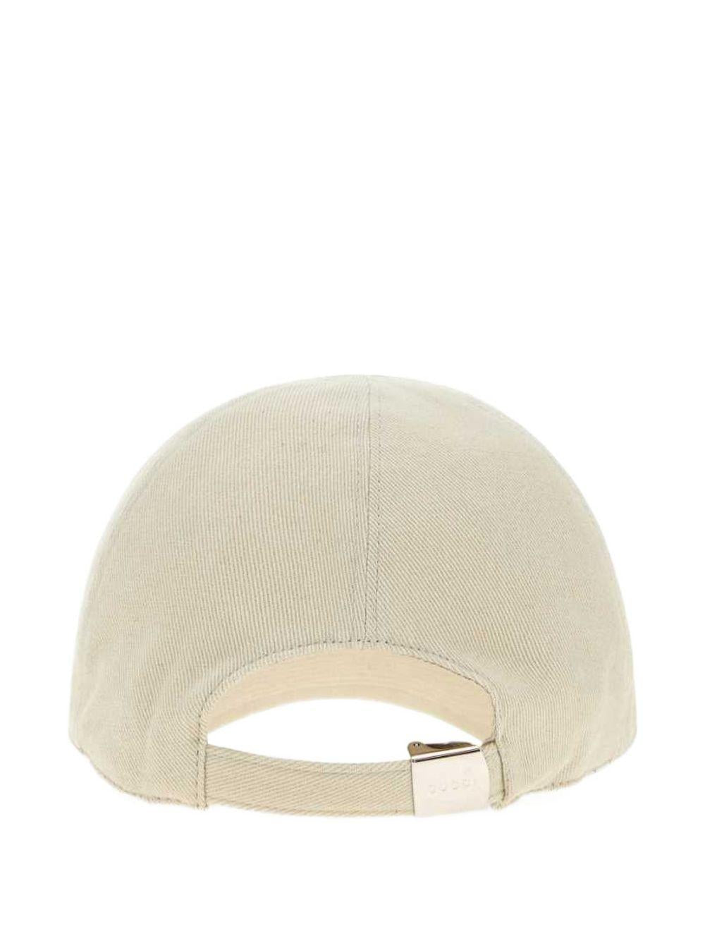 GUCCI Beige Canvas Logo Baseball Cap