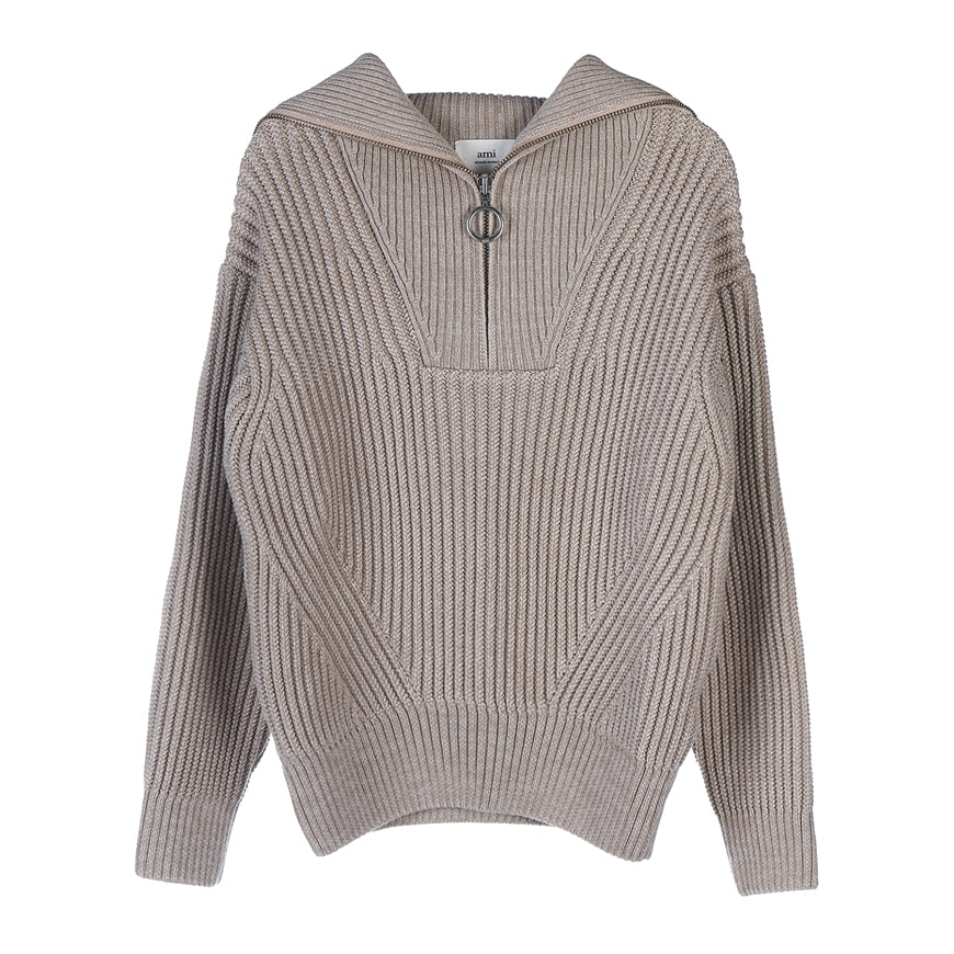 AMI Men's Wool Half Zip Knit Sweater HKS600 027 250 1