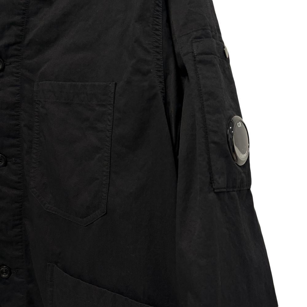 CP Company Black Garment-Dyed Lens Badge Shirt Jacket 19CMOS079A 110201G 999