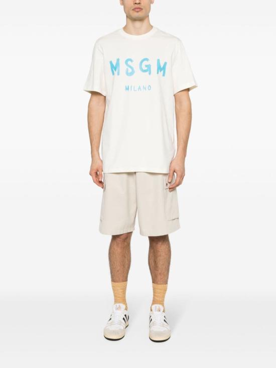 MSGM Short Sleeve T-Shirt for Men 3640MM51024700202 IVORY DOM
