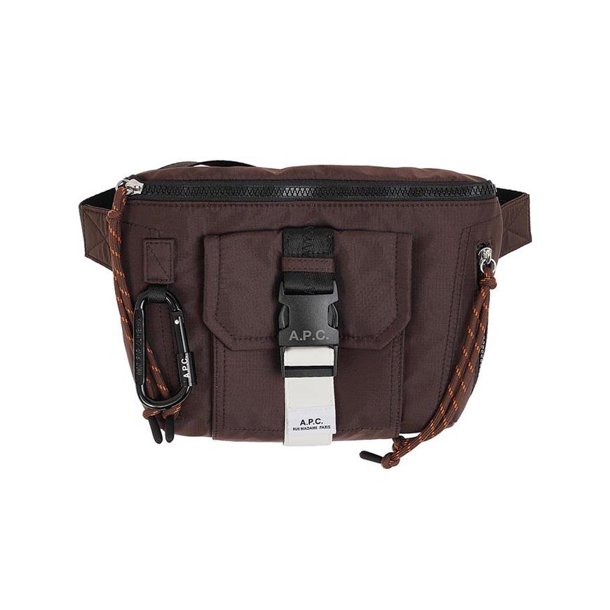 A.P.C. Men’s Trek Belt Bag Crossbody Black Nylon PAAGS H62219 CAA