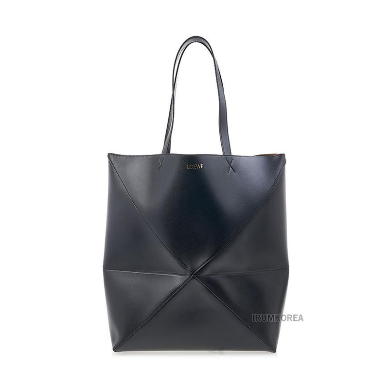 LOEWE Black Leather Puzzle Fold XL Tote Bag