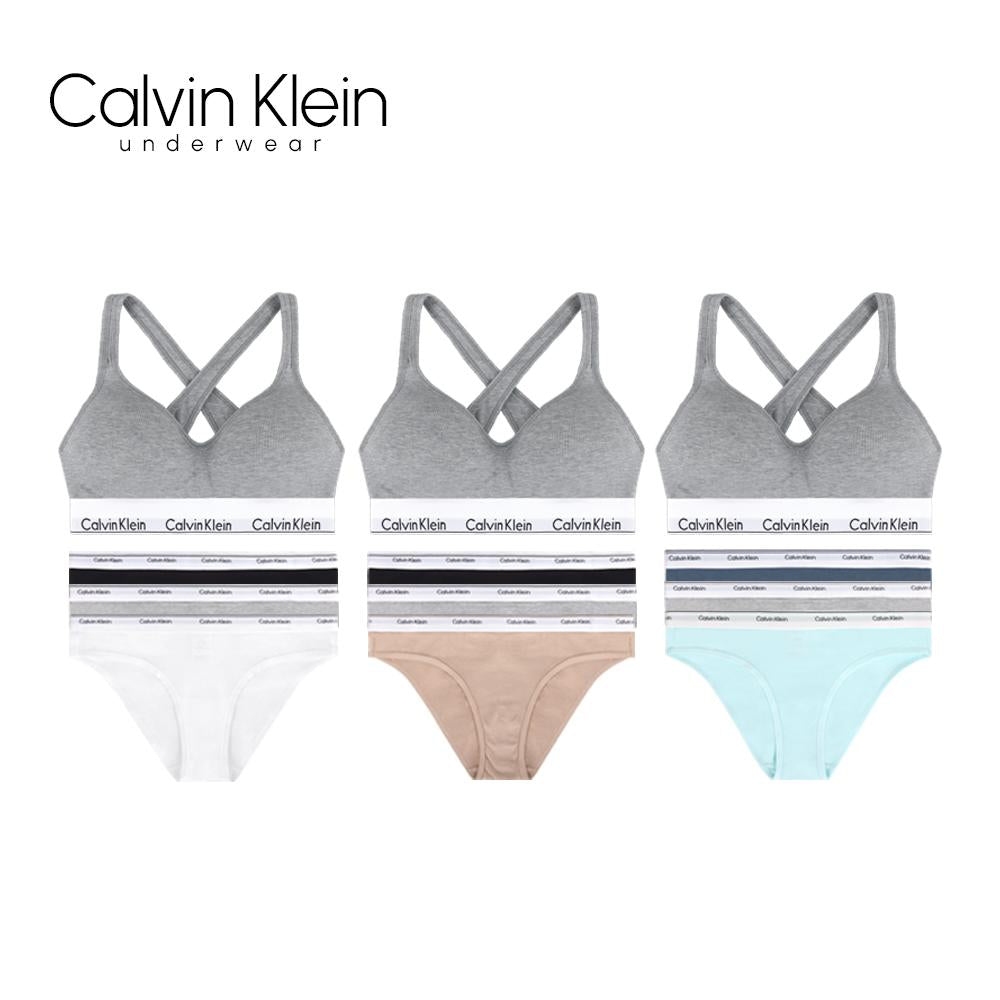 Calvin Klein Women’s Bra Panty Set 3-Pack Heather Gray Underwear