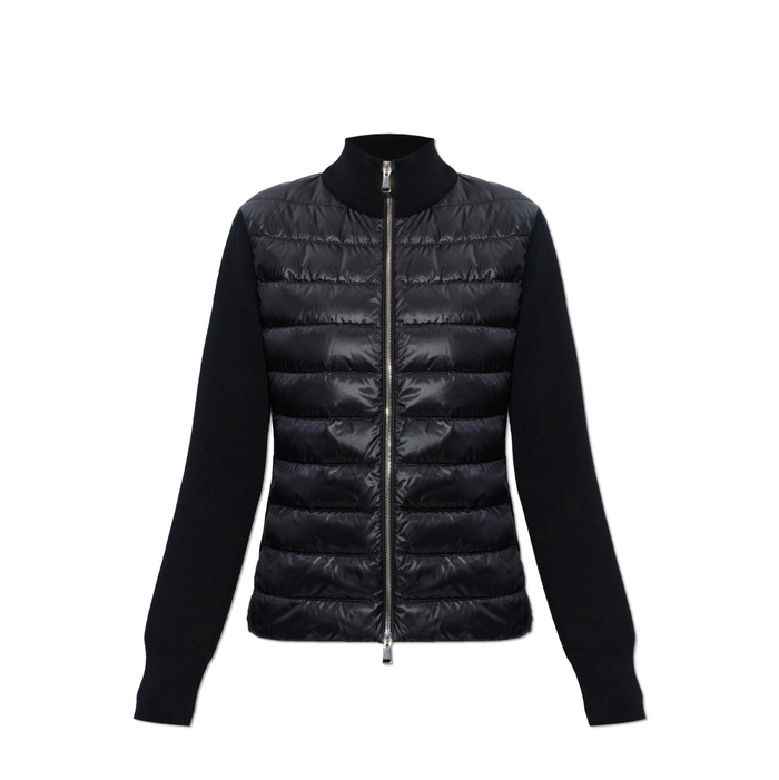 Moncler Women’s Knit-Sleeve Puffer Jacket Black