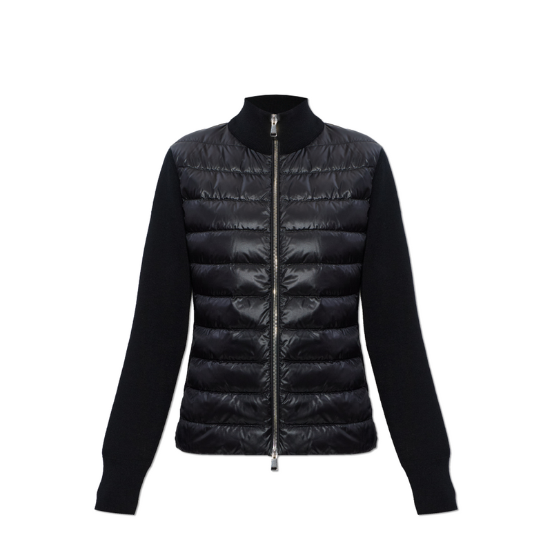Moncler Women’s Knit-Sleeve Puffer Jacket Black