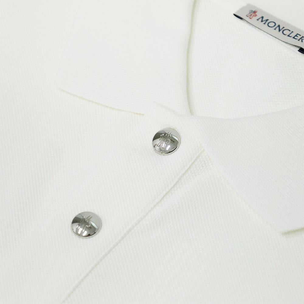 Moncler Logo Short Sleeve Polo Shirt for Men White Cotton