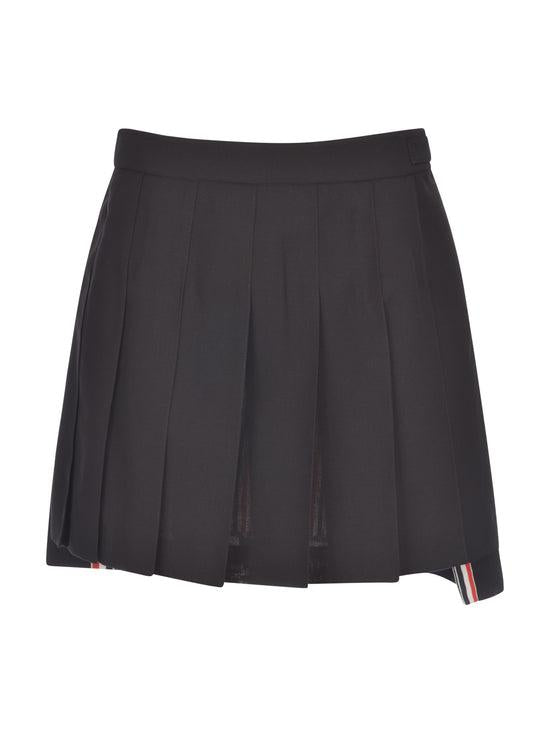 THOM BROWNE Black Wool Pleated Mini Skirt FGC402V 00473 001