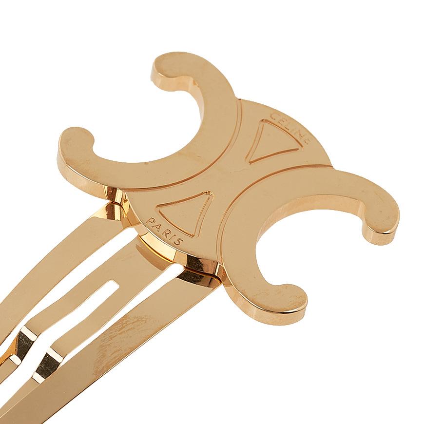 CELINE Triomphe Hair Clip for Women Orange