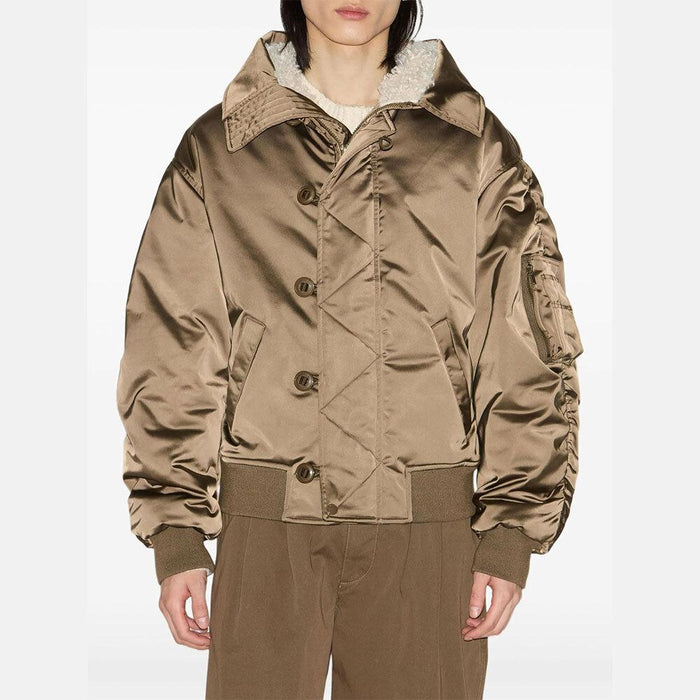 Isabel Marant Quilted Satin Jacket Khaki Men’s MA0446HA