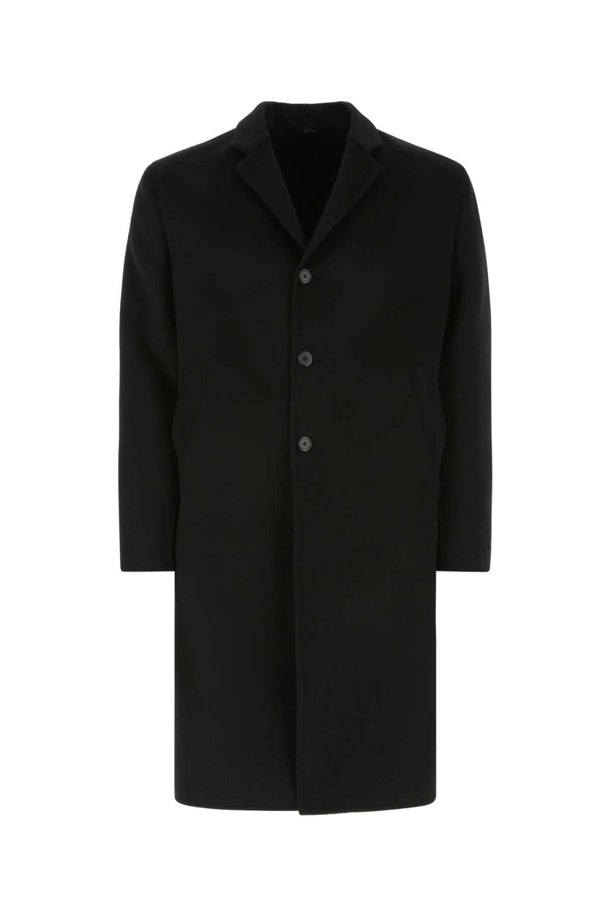 PRADA Black Wool Blend Long Coat