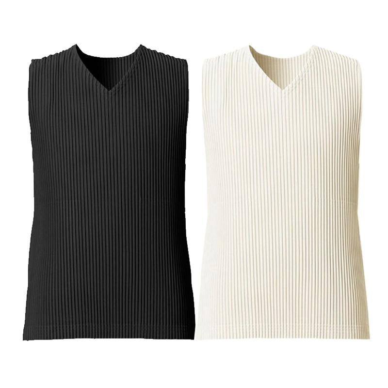 Issey Miyake Homme Plisse Monthly Color Men's Pleated V-Neck Vest JK192