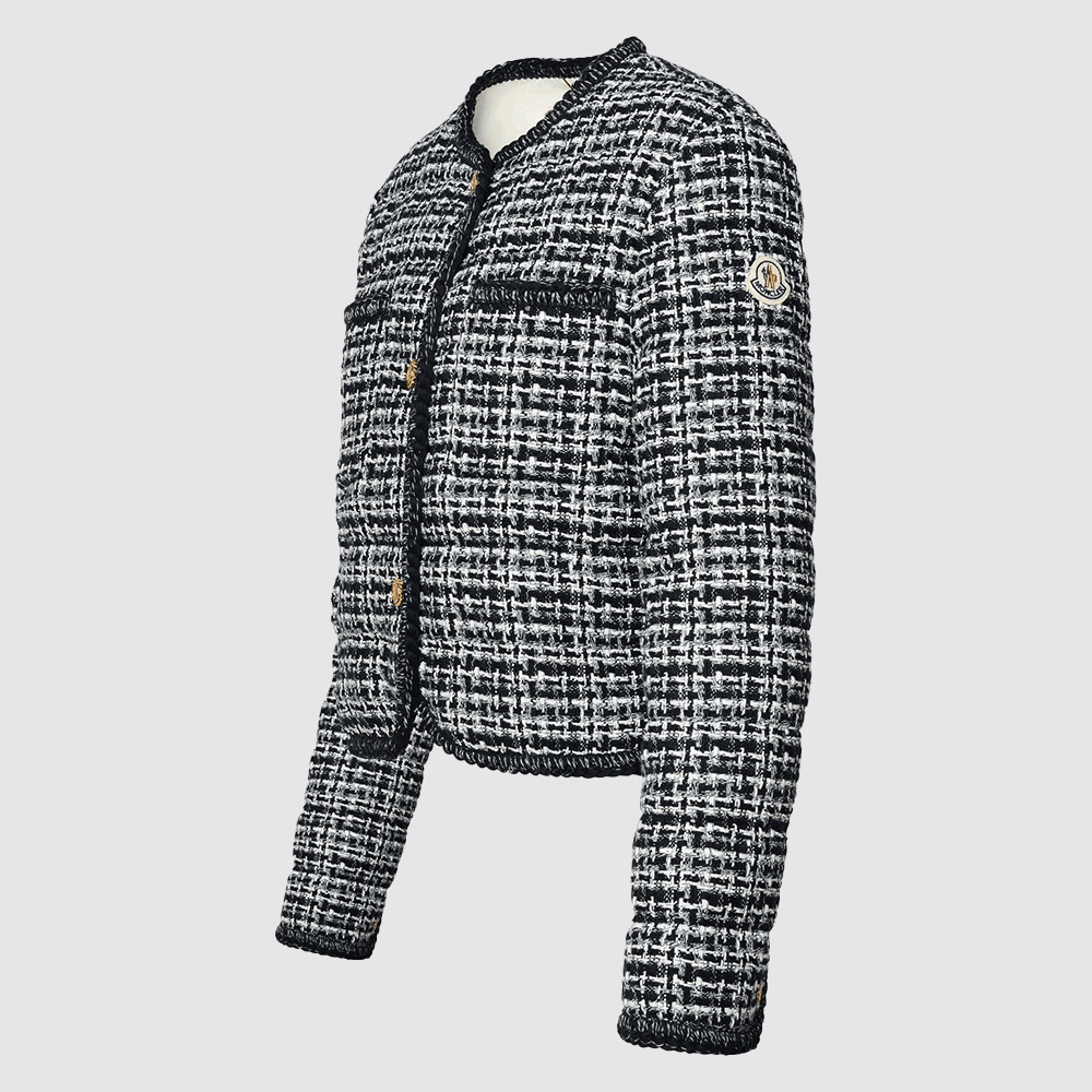 Moncler Women's Short Tweed Down Puffer Jacket 1A00052 597II F70