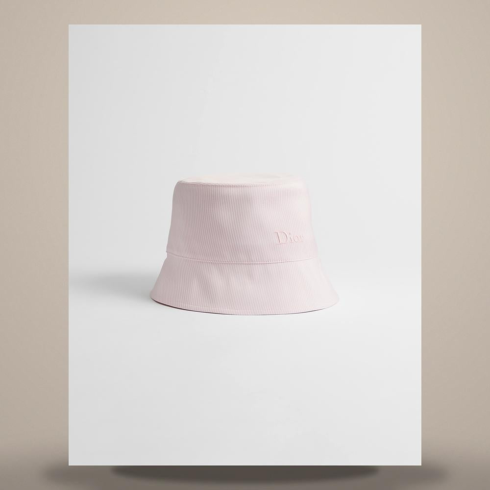 DIOR Light Pink Silk Cotton Narrow Brim Bucket Hat Dioriviera CPB06235ETWS C400