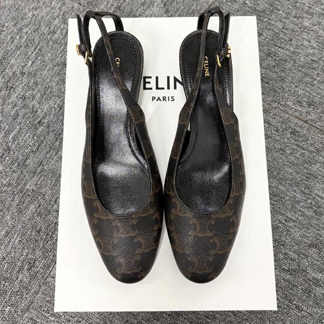 CELINE Triomphe Canvas Neo City Slingback Pumps 367055472C 38NM