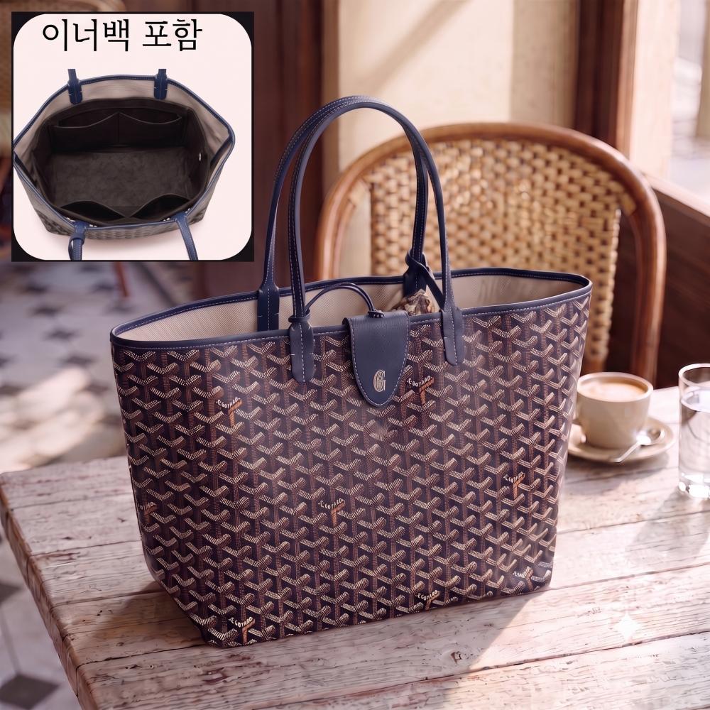 GOYARD Saint Louis PM Tote Bag Navy Women’s Canvas