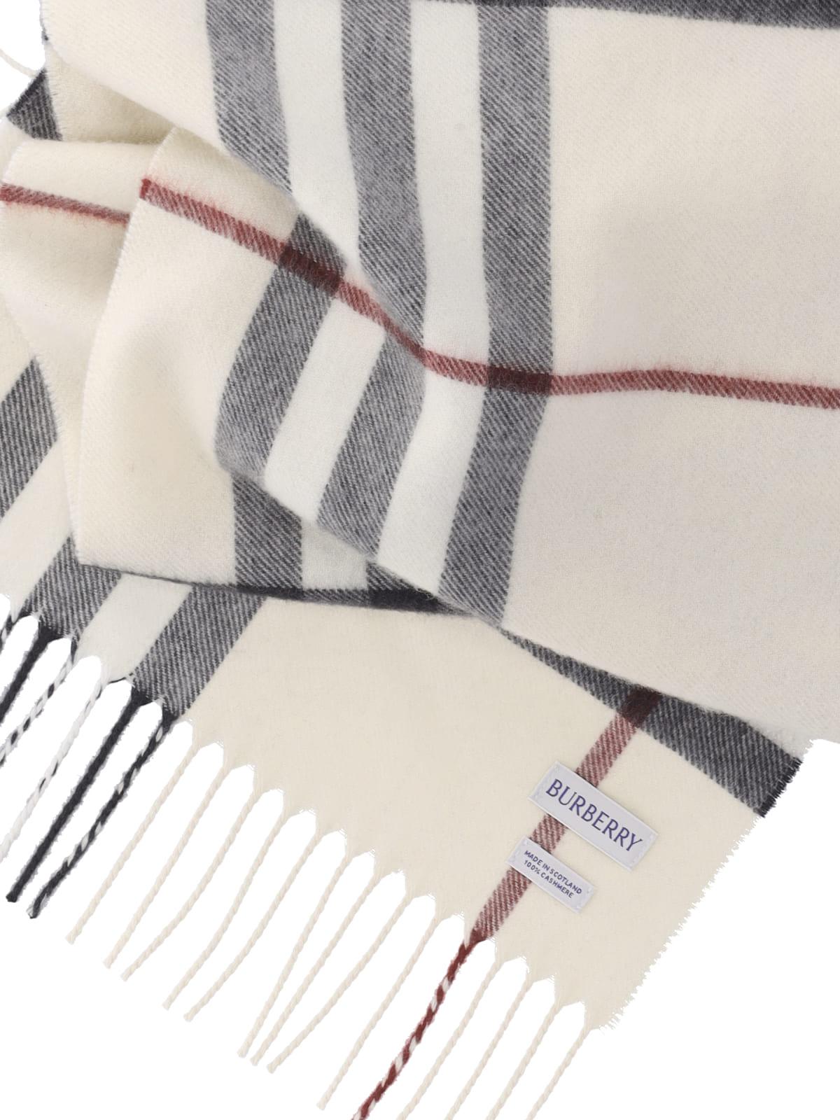 BURBERRY Beige Check Wool Scarf