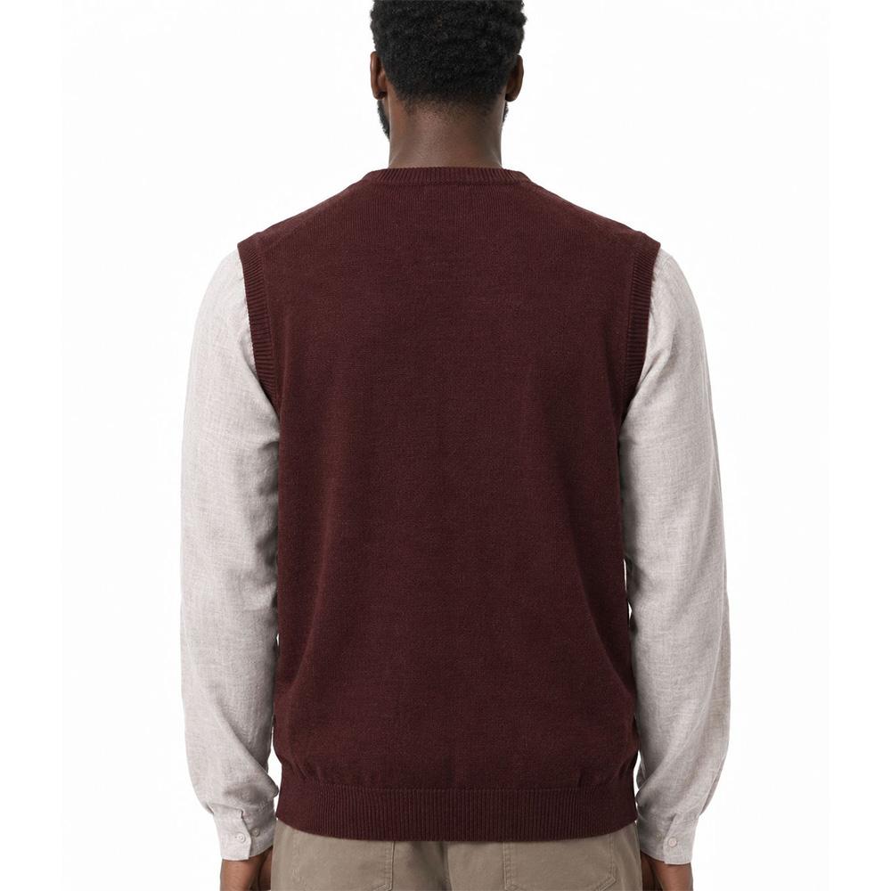 J LINDEBERG Wine V-Neck Golf Knit Vest for Men