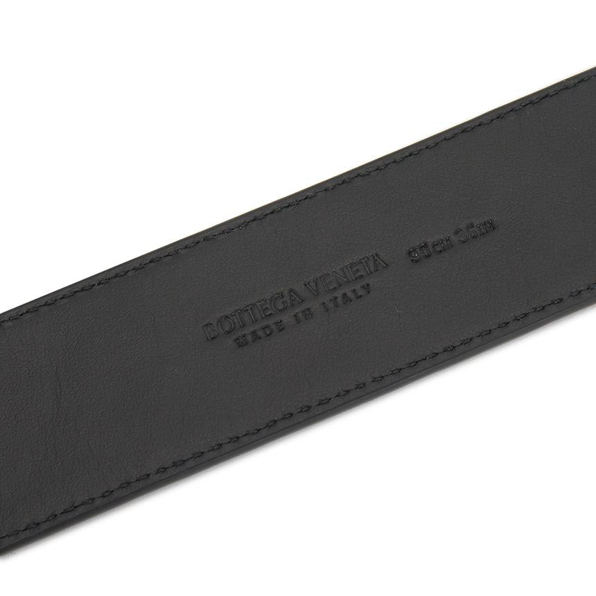 Bottega Veneta Intrecciato Black Leather Men's Belt