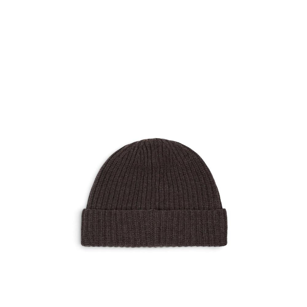 STONE ISLAND Logo Patch Beanie Black Knit Wool Men’s