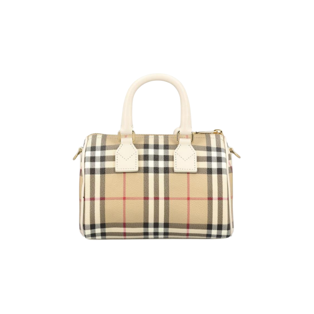 BURBERRY Mini Vintage Check Bowling Bag Soft Beige Tote