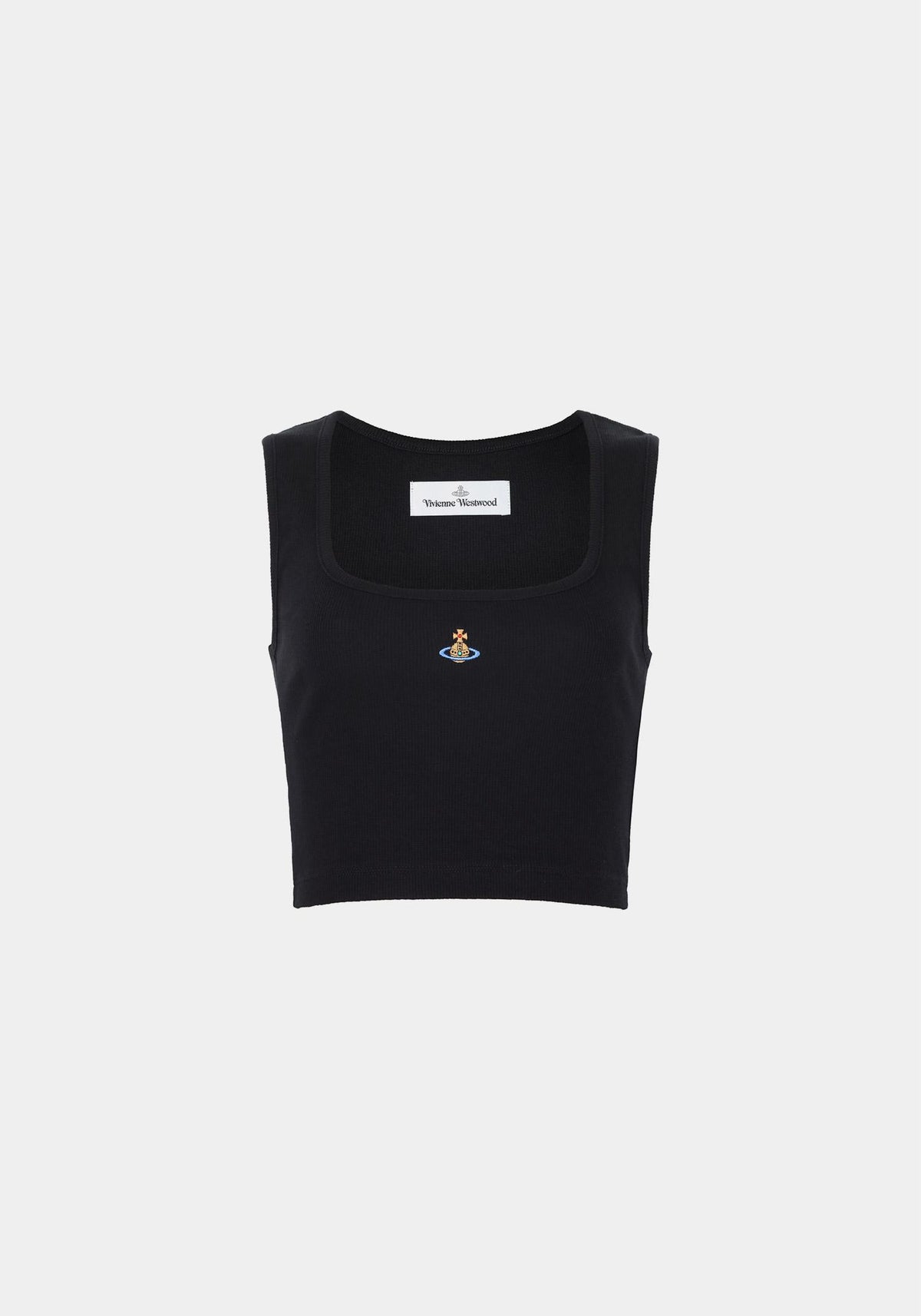Vivienne Westwood Black ORB Logo Crop Sleeveless T-Shirt