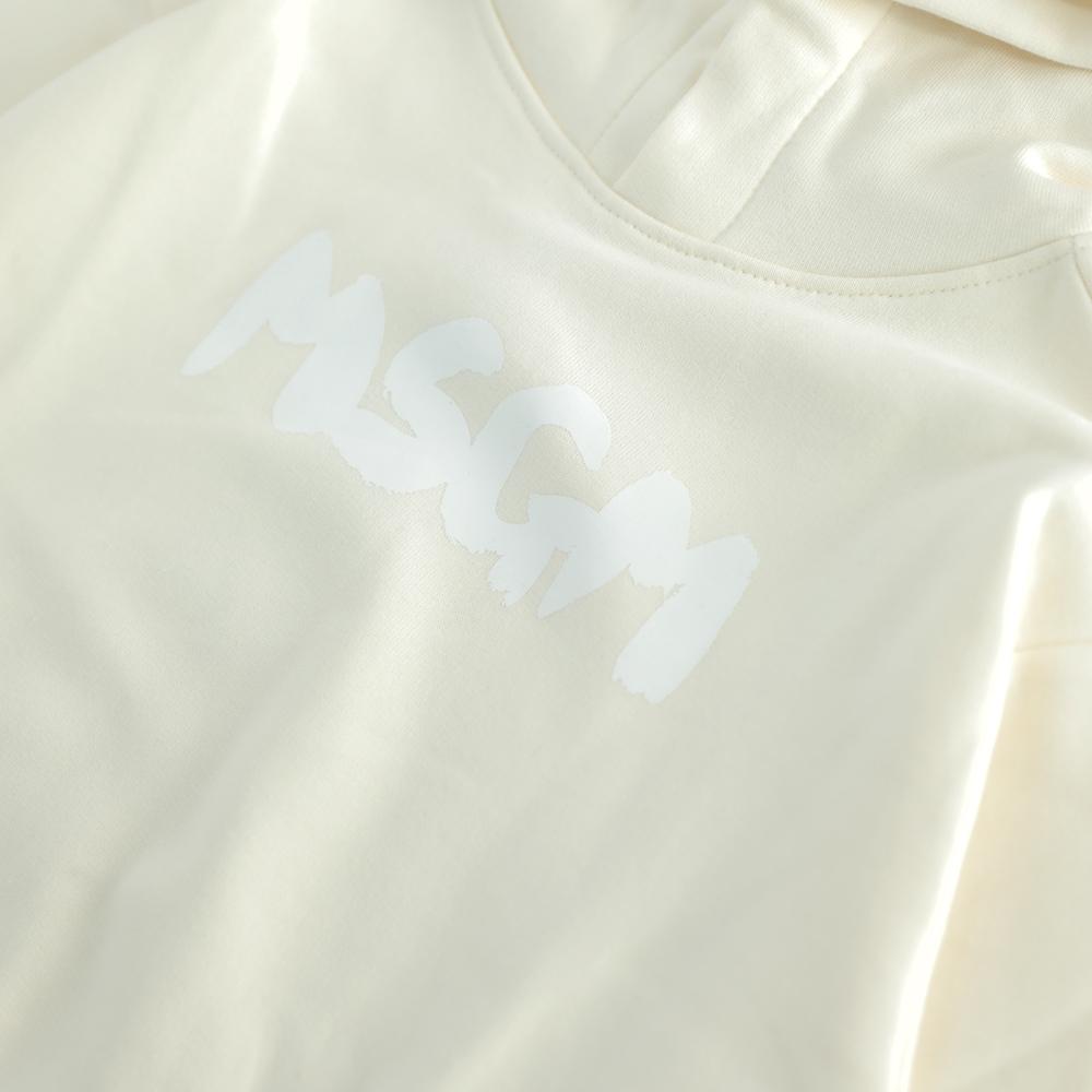 MSGM Ivory Logo Print Hoodie Women’s Kids Fit F5MSJUHS021 013