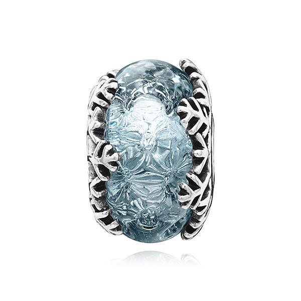 PANDORA Winter Blue Snowflake Murano Silver Bracelet Charm 792377C00