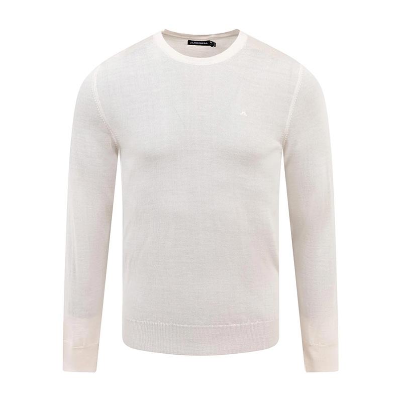 J LINDEBERG Ryle Light Merino Wool Crewneck Sweater White FMKW10345 A003