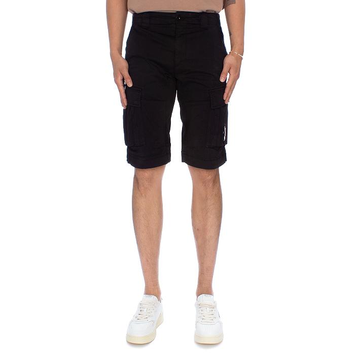 CP Company Stretch Satin Lens Cargo Shorts Black