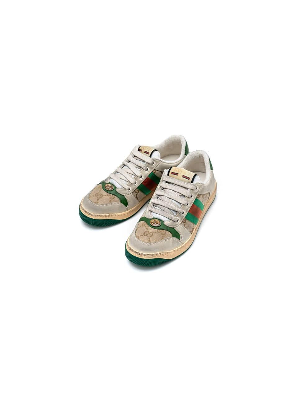 GUCCI Screener Women’s Leather Low-Top Sneakers White