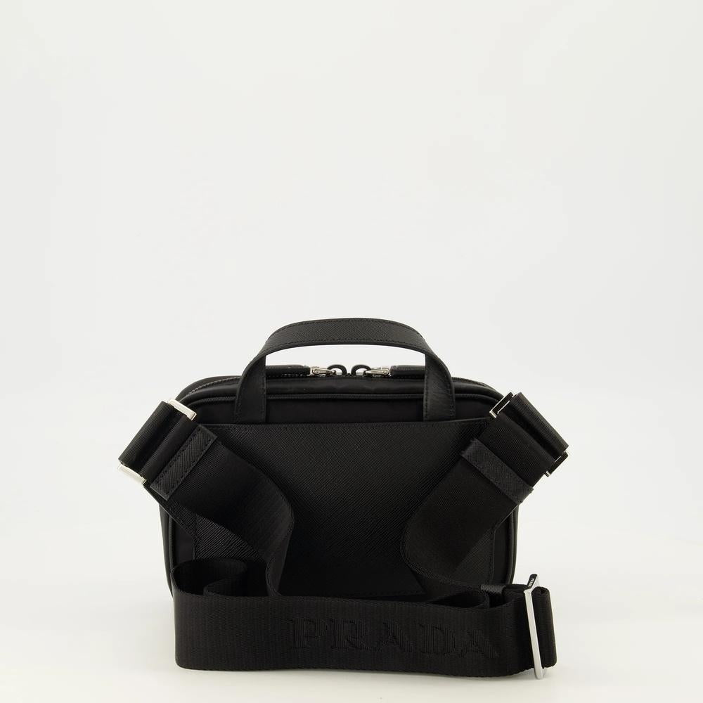 PRADA Re-Nylon Saffiano Leather Crossbody Bag Black