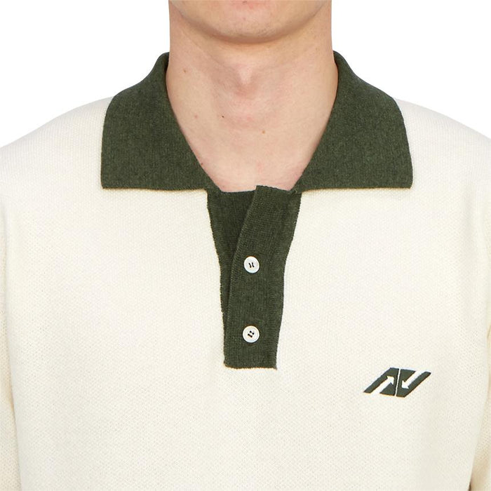 AUTRY Men’s White Knit Polo Sweater