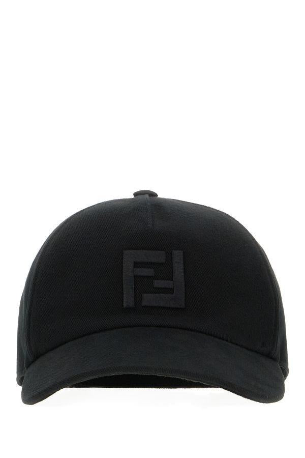 FENDI Black Cotton Baseball Cap Unisex FXQ885 AS6D F0QA1